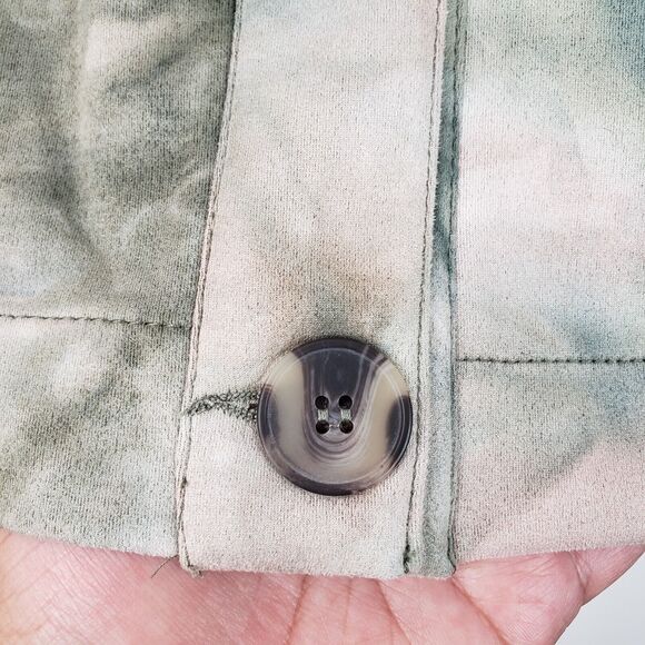 Women Cest Toi Jacket M Green Tie Dye Faux Suede Utility Crop Grunge Indie NEW - Picture 8 of 11